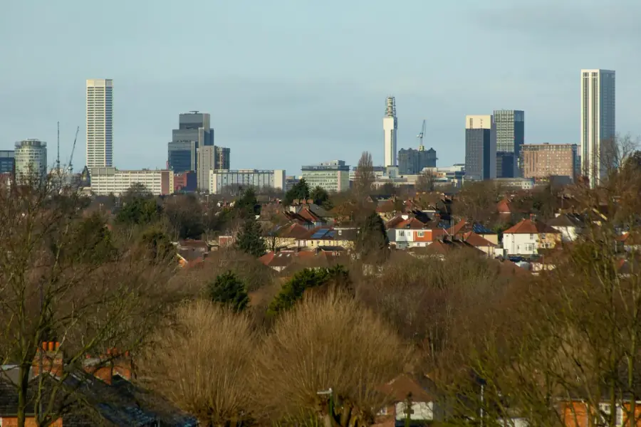 Birmingham skyline across the Midlands