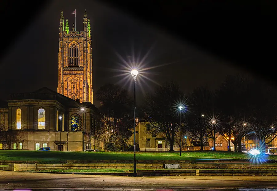 Derby Cathedral at night