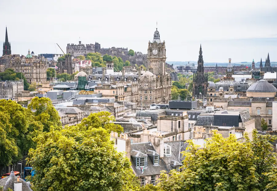 Edinburgh skyline, castle and clock tower