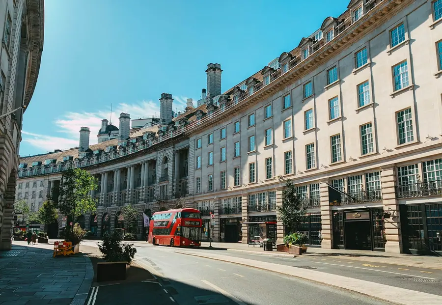 Regent Street with a red London bus