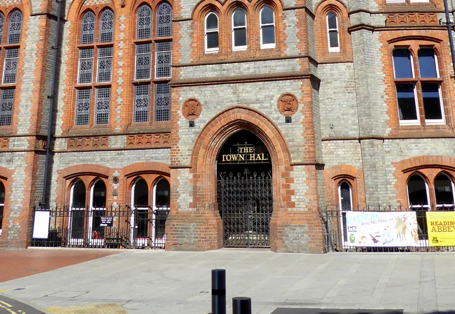 Reading Town Hall frontage and clock tower